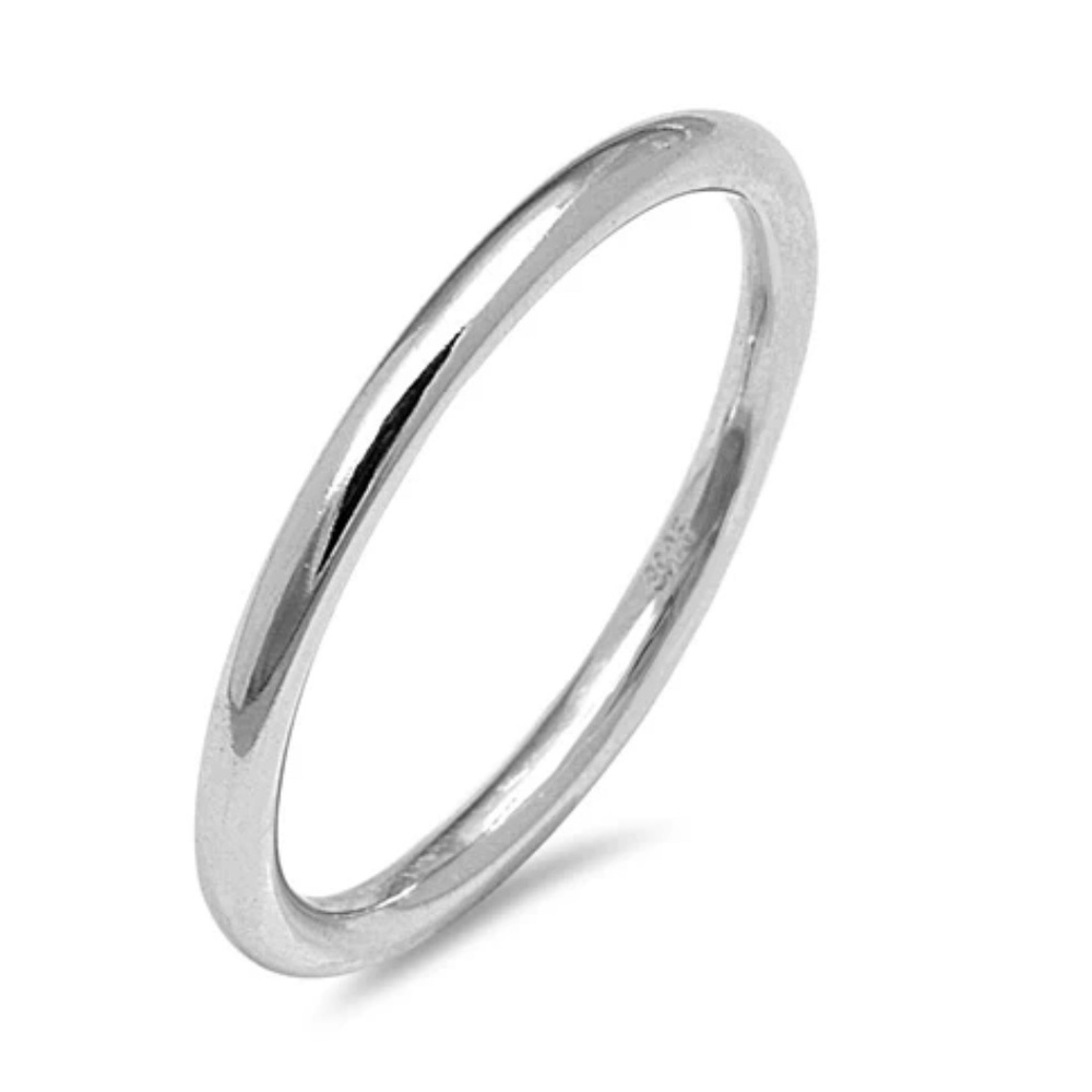 Rhodium Plated Sterling Silver Round Band – Ultra Slim 1.5mm